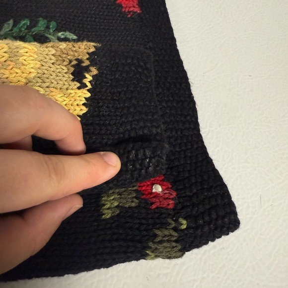 Vtg Talbots Hand Knit Linen Cotton Sweater Pear Pinecones Nature Holiday Women M - Picture 8 of 10